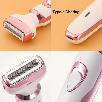 4-in-1 Rechargeable Electric Razor for Women Face, Nose, Legs, Underarm, Bikini Trimmer Painless