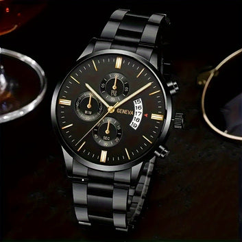 Fashionable Men's Quartz Watch Set with Calendar