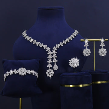 5pcs Platinum Plated Women'S Jewelry Set,
