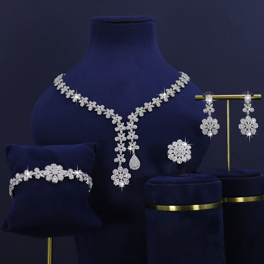 5pcs Platinum Plated Women'S Jewelry Set,