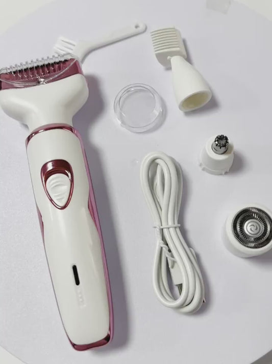 4-in-1 Rechargeable Electric Razor for Women Face, Nose, Legs, Underarm, Bikini Trimmer Painless